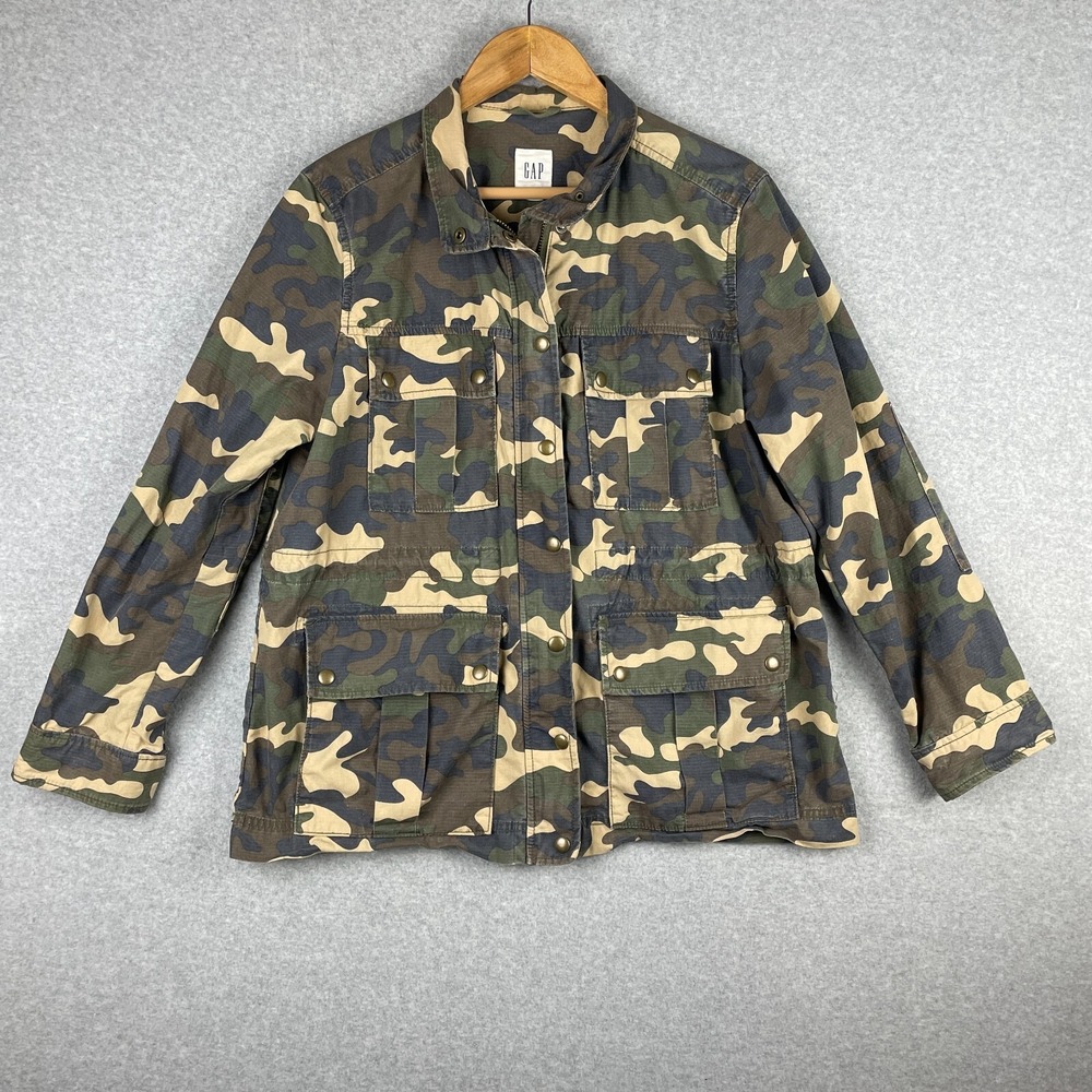 Gap Jacket Women Medium Camo Woodlands Field Jacket Utility Ripstop Grunge Punk